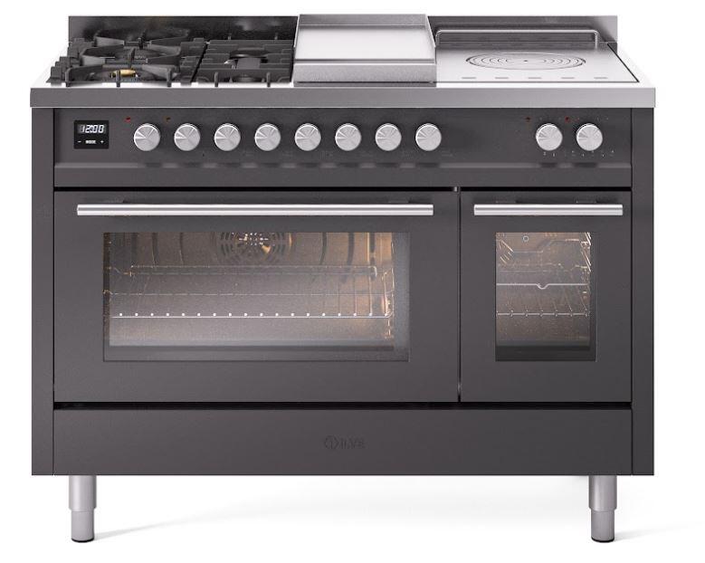 Professional Plus II 48 Inch Dual Fuel Natural Gas Freestanding Range in Matte Graphite with Trim