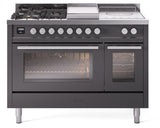 Professional Plus II 48 Inch Dual Fuel Natural Gas Freestanding Range in Matte Graphite with Trim