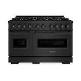 ZLINE 48 in. 6.7 cu. ft. Classic Double Oven Dual Fuel Range in Black Stainless Steel with 8 Brass Burners (CDRB-BR-48)