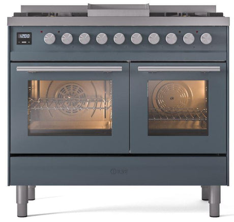 Professional Plus II 40 Inch Dual Fuel Natural Gas Freestanding Range in Blue Grey with Trim