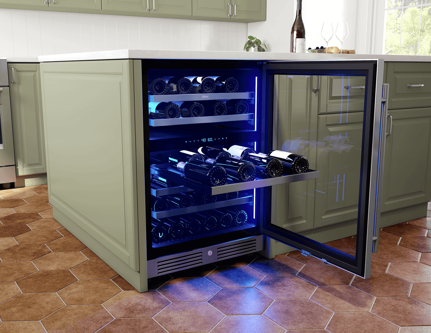 Presrv Wine Cooler, 24in UC, SS+Gls, Rvs Door, 2Z