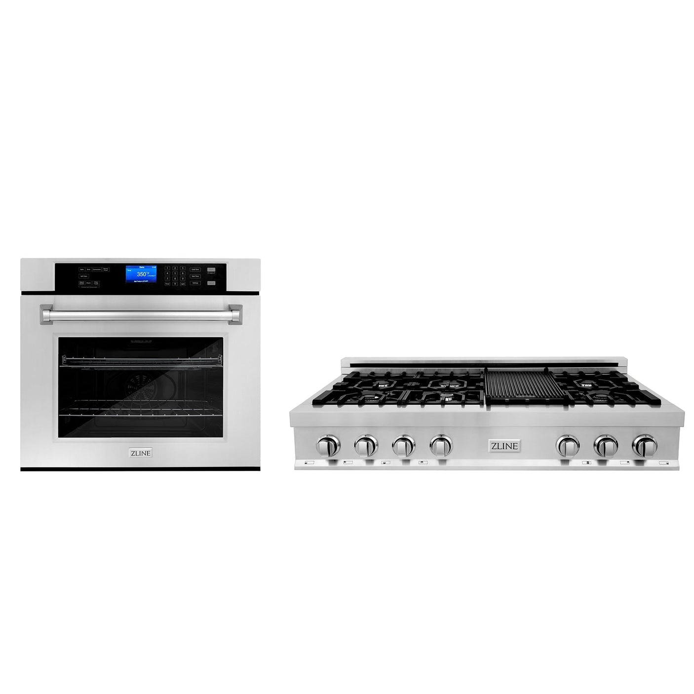 ZLINE Kitchen Package with 48 in. Stainless Steel Rangetop and 48 in. Single Wall Oven (2KP-RTAWS48)