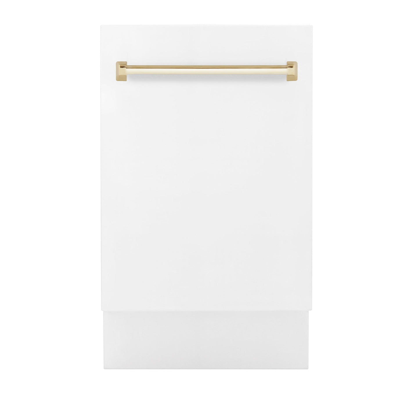 ZLINE Autograph Edition 18" Compact 3rd Rack Top Control Dishwasher in White Matte with Accent Handle, 51dBa (DWVZ-WM-18) [Color: Gold]