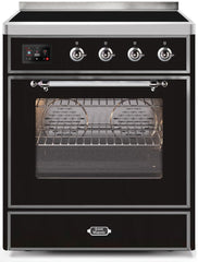 Majestic II 30 Inch Electric Freestanding Range in Glossy Black with Chrome Trim