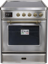 Majestic II 30 Inch Electric Freestanding Range in Stainless Steel with Brass Trim