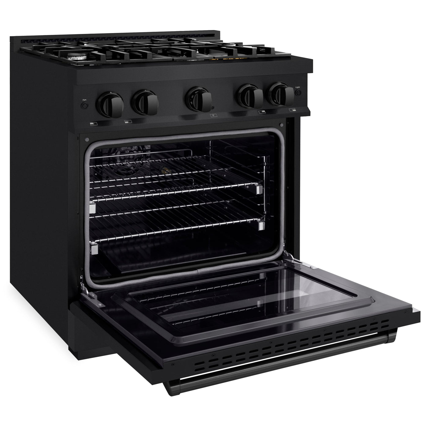 ZLINE 30 in. 4.2 cu. ft. Classic Dual Fuel Range with 4 Burner Gas Cooktop and Electric Convection Oven in Black Stainless Steel (CDRB-30)