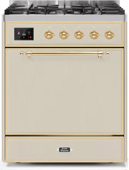 Majestic II 30 Inch Dual Fuel Natural Gas Freestanding Range in Antique White with Brass Trim