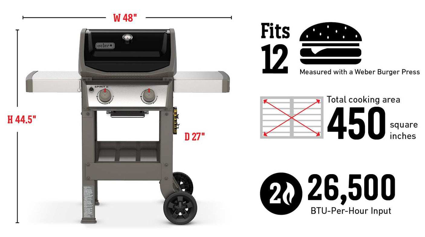 Spirit II E-210 Gas Grill (Liquid Propane) - Black