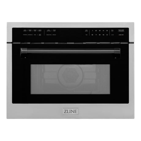 ZLINE Autograph Edition 24" 1.6 cu ft. Built-in Convection Microwave Oven in Stainless Steel and Matte Black Accents (MWOZ-24-MB)