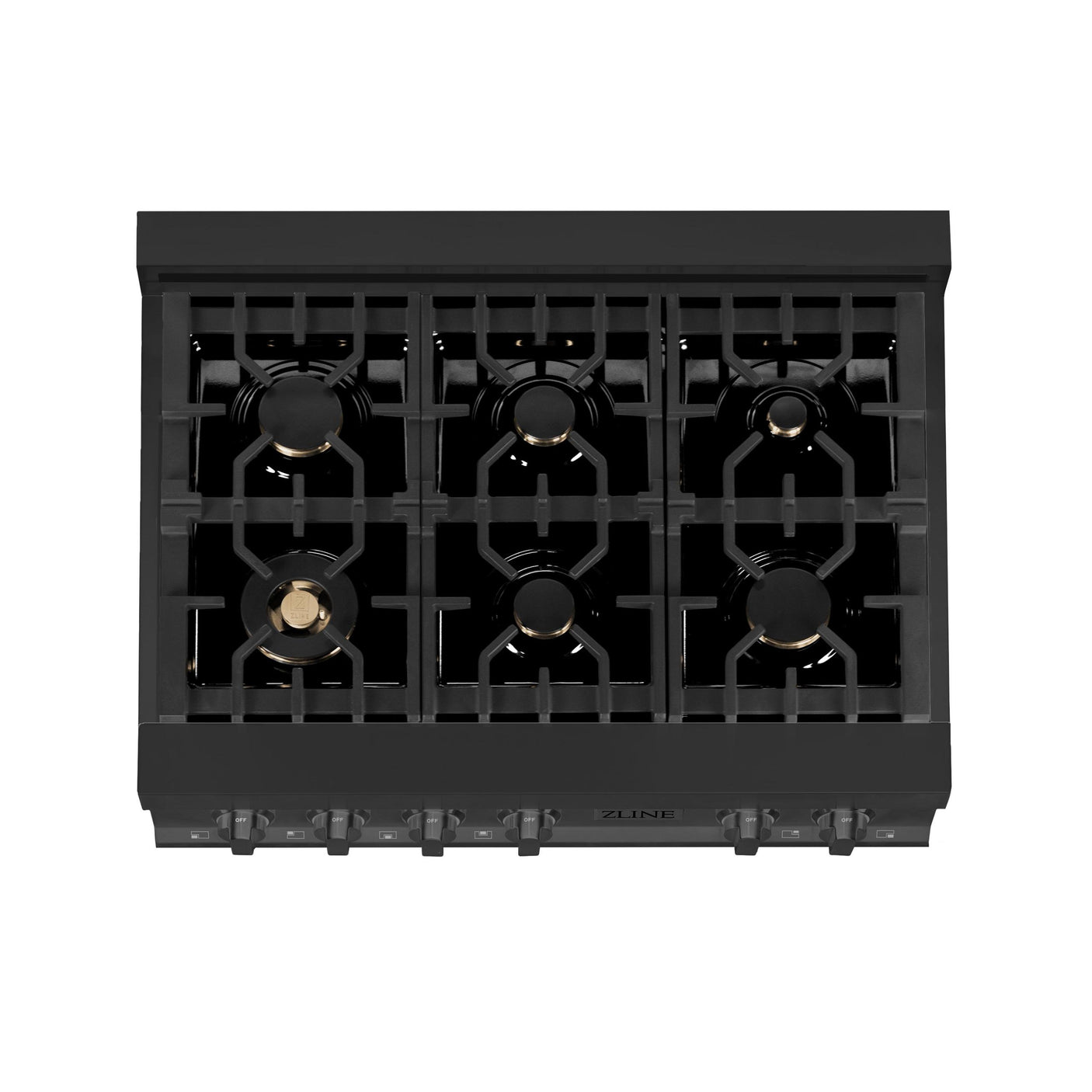 ZLINE 36" Porcelain Gas Stovetop in Black Stainless Steel with 6 Gas Brass Burners (RTB-36)