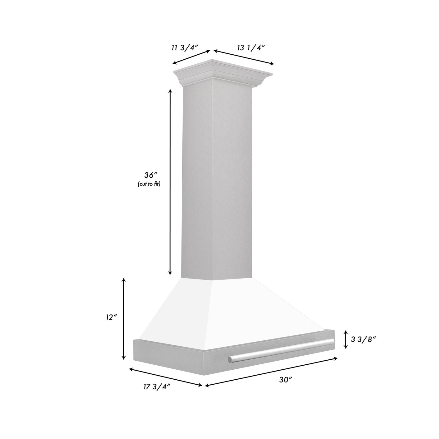 ZLINE 36 in. Stainless Steel Range Hood with Stainless Steel Handle and Color Options (KB4STX-36) [Color: White Matte Shell]