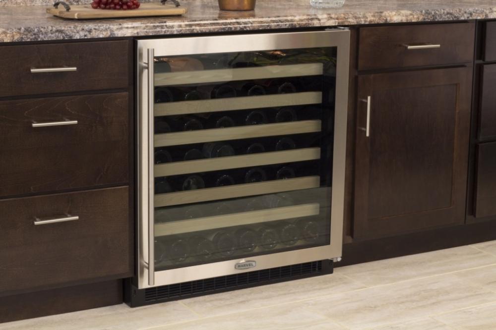 30" Standard Efficiency Single Zone Wine Cellar (Marvel) - Solid Stainless Steel Door, Left Hinge