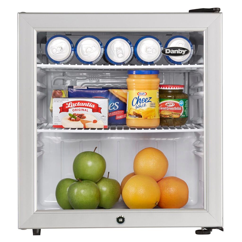 Danby 1.6 cu. ft. Compact Glass Door Fridge in Platinum