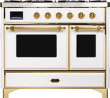 Majestic II 40 Inch Dual Fuel Natural Gas Freestanding Range in White with Brass Trim