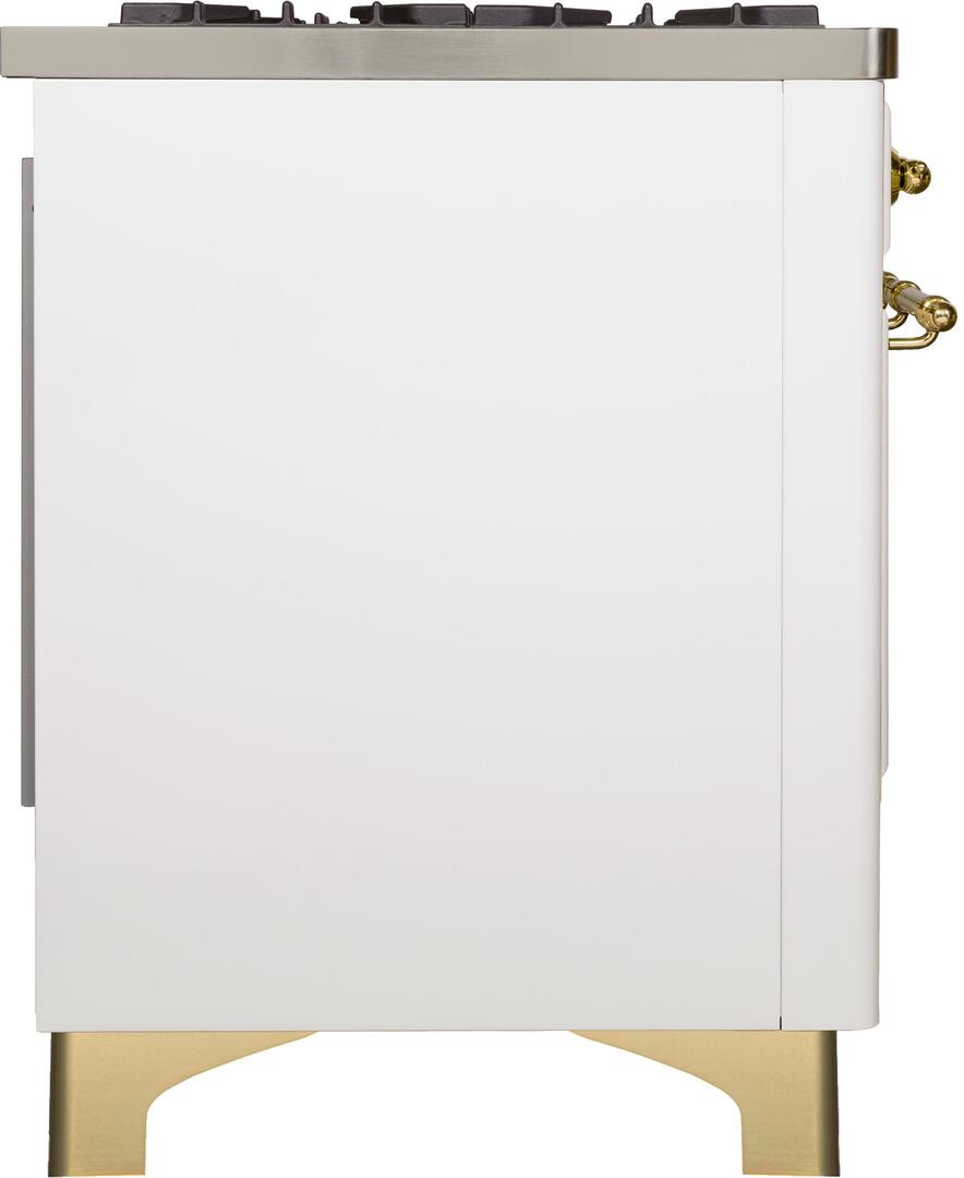 Majestic II 40 Inch Dual Fuel Liquid Propane Freestanding Range in White with Brass Trim