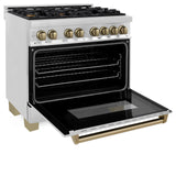 ZLINE Autograph Edition 36" 4.6 cu. ft. Dual Fuel Range with Gas Stove and Electric Oven in Stainless Steel with Accents (RAZ-36) [Color: Champagne Bronze]