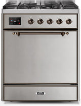 Majestic II 30 Inch Dual Fuel Natural Gas Freestanding Range in Stainless Steel with Bronze Trim