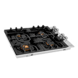 ZLINE 30" Gas Cooktop with 4 Gas Brass Burners and Black Porcelain Top (RC-BR-30-PBT)