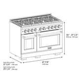 ZLINE Autograph Edition 48 in. 6.7 cu. ft. 8 Burner Double Oven Gas Range in Stainless Steel with White Matte Doors and Champagne Bronze Accents (SGRZ-WM-48-CB)