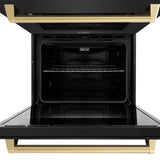 ZLINE 30 in. Autograph Edition Professional True Convection Double Wall Oven with Air Fry and Self Clean in Black Stainless Steel with Champagne Bronze Handles (WADBZ-30-CB)