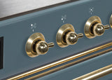 Majestic II 48 Inch Dual Fuel Liquid Propane Freestanding Range in Blue Grey with Brass Trim