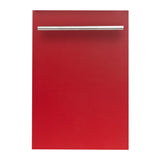 ZLINE 18 in. Compact Top Control Dishwasher with Stainless Steel Tub and Modern Style Handle, 52 dBa (DW-18) [Color: Red Matte]