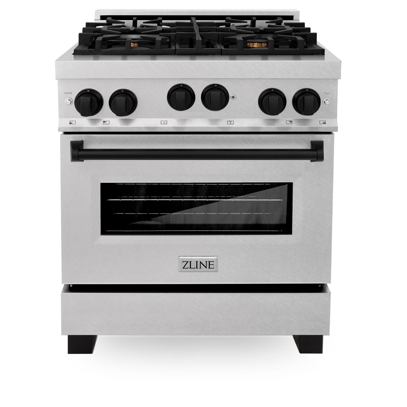 ZLINE 30" 4.0 cu. ft. Range with Gas Stove and Gas Oven in DuraSnow® Stainless Steel with Accents (RGSZ-SN-30) [Accent: Champagne Bronze]