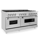 ZLINE 60 in. 7.4 cu. ft. Dual Fuel Range with Gas Stove and Electric Oven in Stainless Steel with Color Options (RA60) [Color: Stainless Steel with Brass Burners]