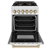 ZLINE Autograph Edition 24 in. 2.8 cu. ft. Dual Fuel Range with Gas Stove and Electric Oven in Stainless Steel with Accents (RAZ-24) [Color: Gold Accents]