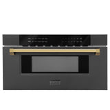 Autograph Edition Microwave Drawer with Traditional Handle in Black Stainless and Champagne Bronze (MWDZ-30-BS-CB)