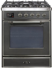 Majestic II 30 Inch Dual Fuel Liquid Propane Freestanding Range in Matte Graphite with Chrome Trim