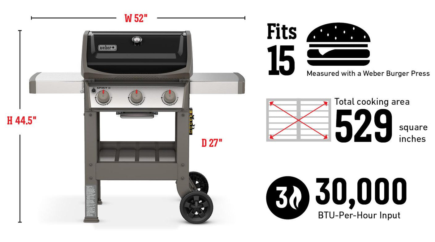 Spirit II E-310 Gas Grill (Liquid Propane) - Black