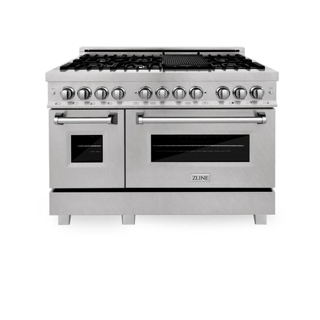 ZLINE 48 in. 6.0 cu. ft. Electric Oven and Gas Cooktop Dual Fuel Range with Griddle in Fingerprint Resistant Stainless (RAS-SN-GR-48)