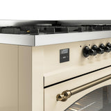 Nostalgie II 60 Inch Dual Fuel Natural Gas Freestanding Range in Antique White with Bronze Trim