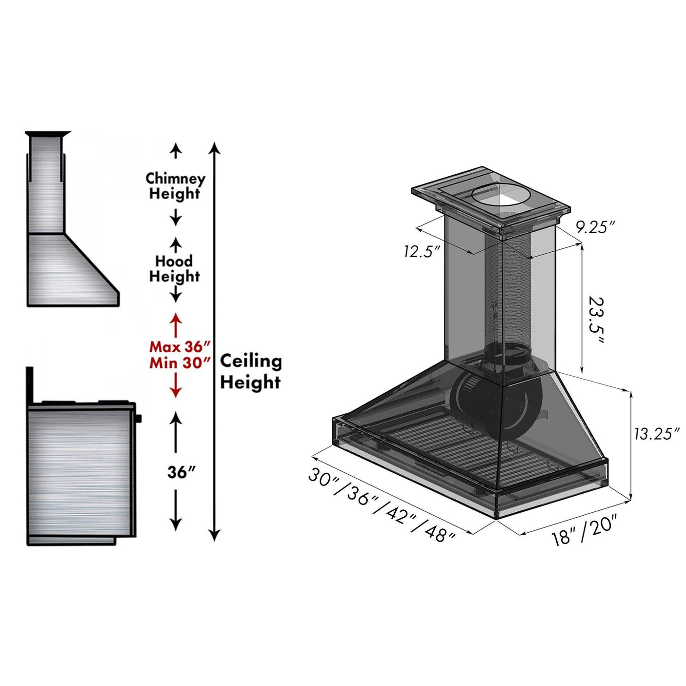 ZLINE Ducted Wooden Wall Mount Range Hood in Cottage White with Remote Motor (KBTT-RS-400) [Size: 48 Inch]