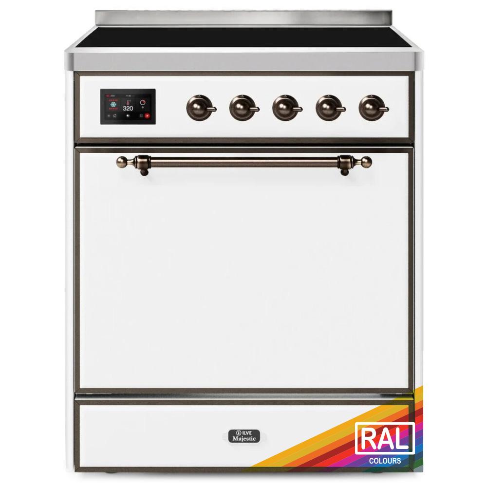 ILVE Majestic II 30 UMI30QNE3RAB Freestanding Electric Range with Induction Single Oven with Solid Door in RAL Color with Bronze knobs