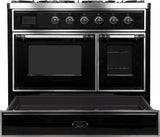 Majestic II 40 Inch Dual Fuel Natural Gas Freestanding Range in Glossy Black with Chrome Trim