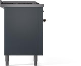 Nostalgie II 60 Inch Dual Fuel Natural Gas Freestanding Range in Blue Grey with Bronze Trim