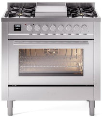 Professional Plus II 36 Inch Dual Fuel Liquid Propane Freestanding Range in Stainless Steel with Trim