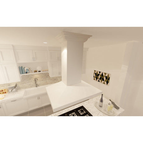 ZLINE Wooden Island Mount Range Hood in Cottage White (KBiTT)