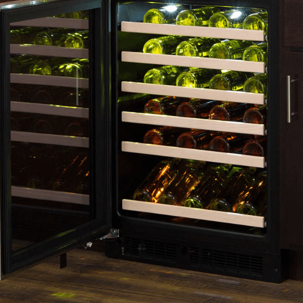 24-In Built-In High-Efficiency Single Zone Wine Refrigerator With Display Rack with Door Style - Stainless Steel Frame Glass