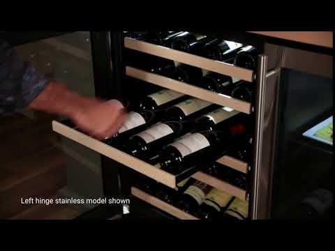 24-In Built-In High Efficiency Single Zone Wine Refrigerator with Door Style - Black Frame Glass, Door Swing - Right