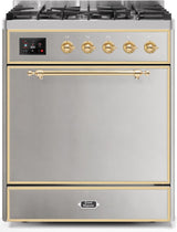 Majestic II 30 Inch Dual Fuel Natural Gas Freestanding Range in Stainless Steel with Brass Trim