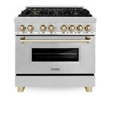 ZLINE Autograph Edition 36" 4.6 cu. ft. Dual Fuel Range with Gas Stove and Electric Oven in Stainless Steel with Accents (RAZ-36) [Color: Gold]