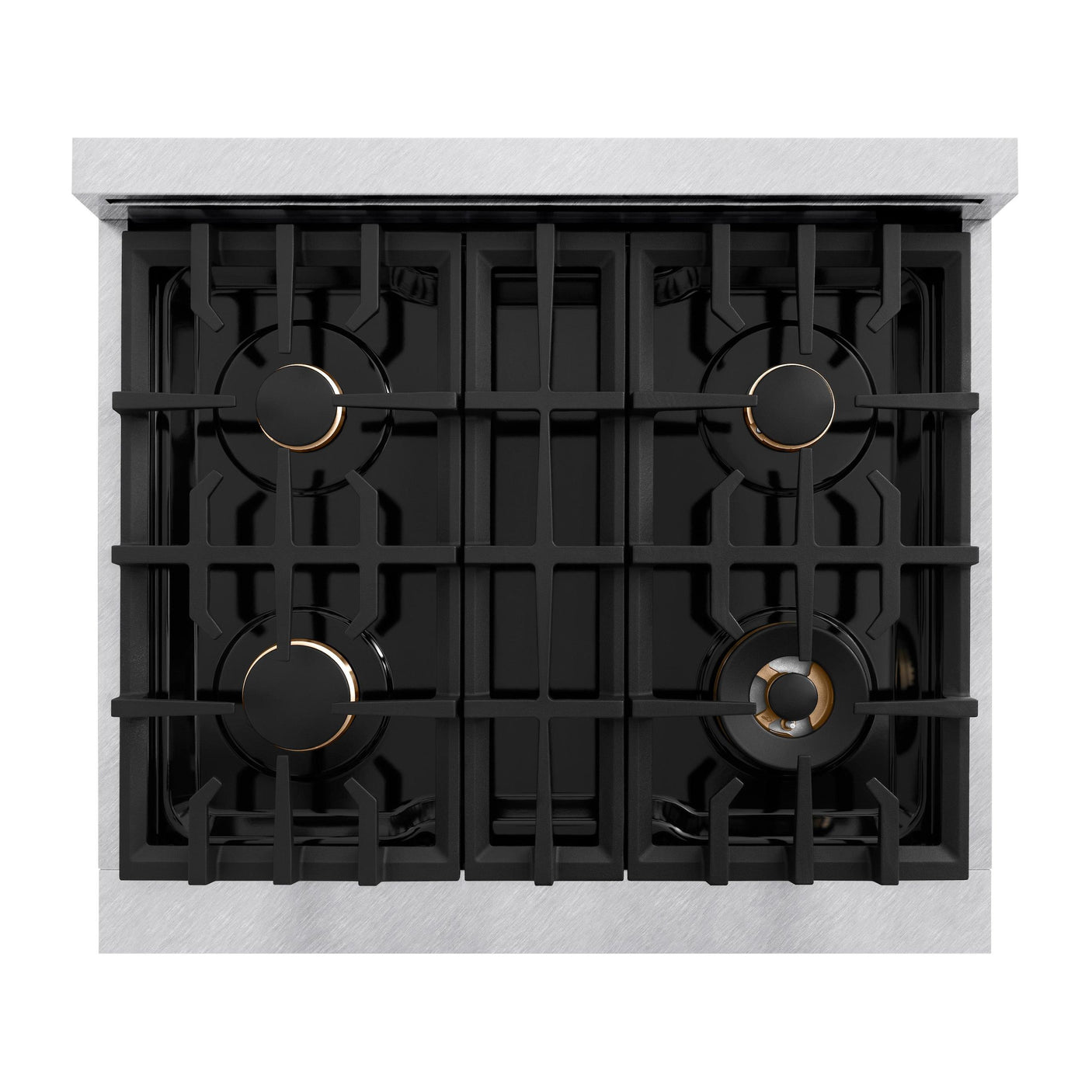 ZLINE Autograph Edition 30 in. 4.2 cu. ft. Select Dual Fuel Range with 4 Burner Gas Cooktop and Electric Convection Oven in DuraSnow' Stainless Steel with Polished Gold Accents (HDRSZ-30-G)