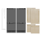 ZLINE Autograph Edition 60 in. 32.2 cu. ft. Panel Ready French Door Built-In Bottom Freezer Refrigerator with Water Dispenser and Ice Maker with Graphite Gray Interior and Champagne Bronze Accents (GRBIVZ-60-CB)