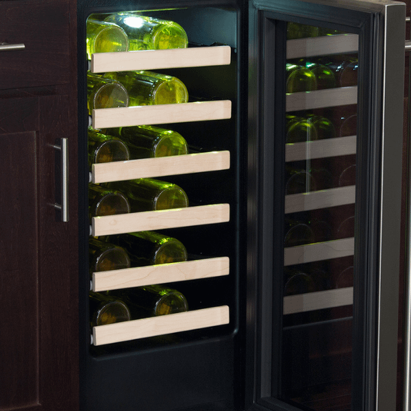 15-In Built-In High-Efficiency Single Zone Wine Refrigerator with Door Style - Stainless Steel Frame Glass