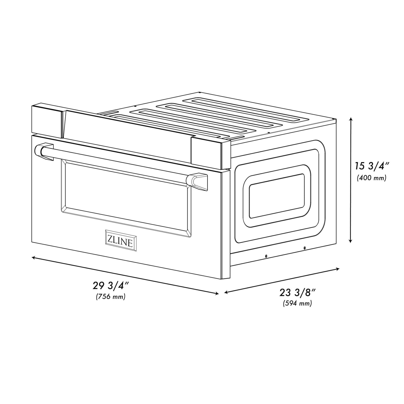 ZLINE 30" Microwave Drawer in Black Stainless Steel with Traditional Handle (MWD-30-BS)