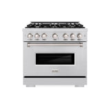 ZLINE 36 in. 5.2 cu. ft. Classic Dual Fuel Range with 6 Burner Gas Cooktop and Electric Convection Oven in Stainless Steel (CDR36)