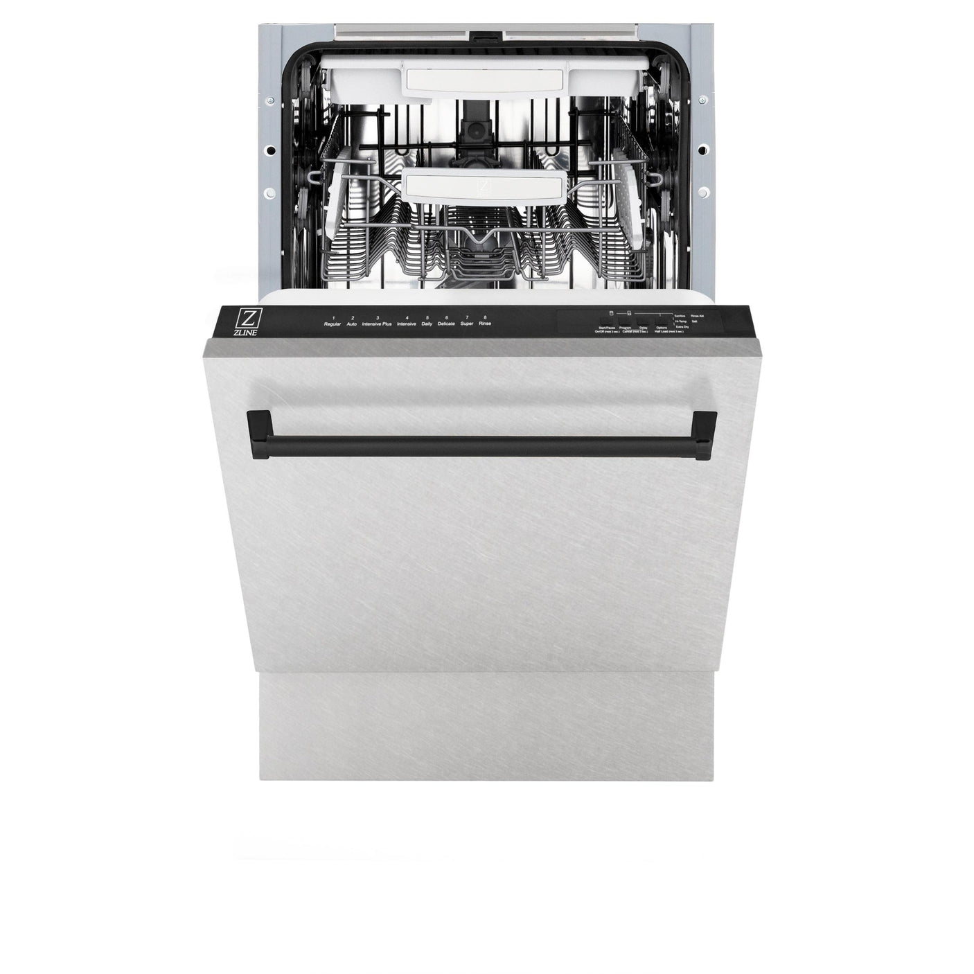 ZLINE Autograph Edition 18" Compact 3rd Rack Top Control Dishwasher in DuraSnow Stainless Steel with Accent Handle, 51dBa (DWVZ-SN-18) [Color: Matte Black]